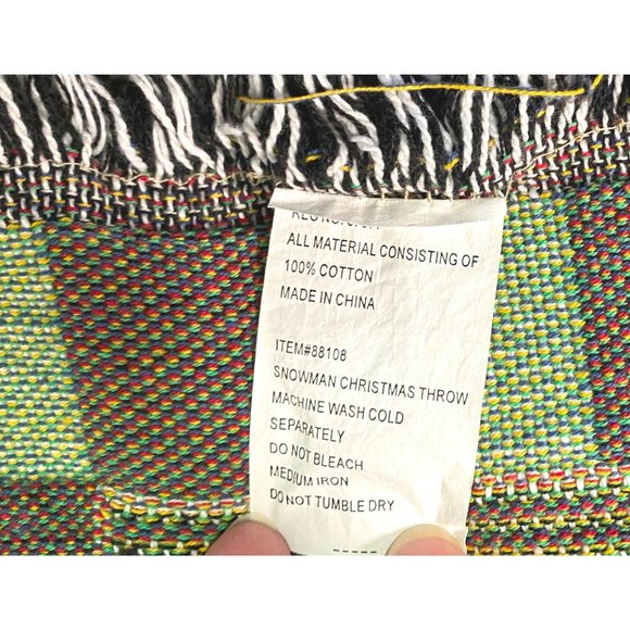 Tapestry Throw Blanket Snowman Merry Christmas Bear Joy Fringed 46" X 55" - Picture 3 of 7